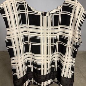New York & Company Monochrome Checkered Blouse